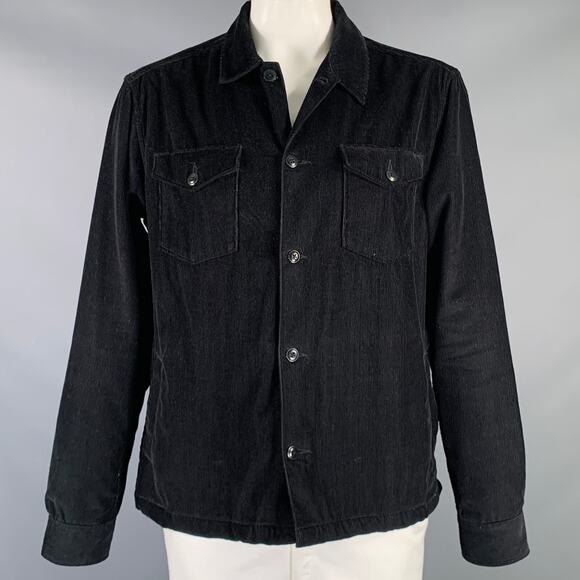 CORRIDOR Size XL Black Corduroy Cotton Patch Pocket Trucker Jacket - Picture 1 of 7